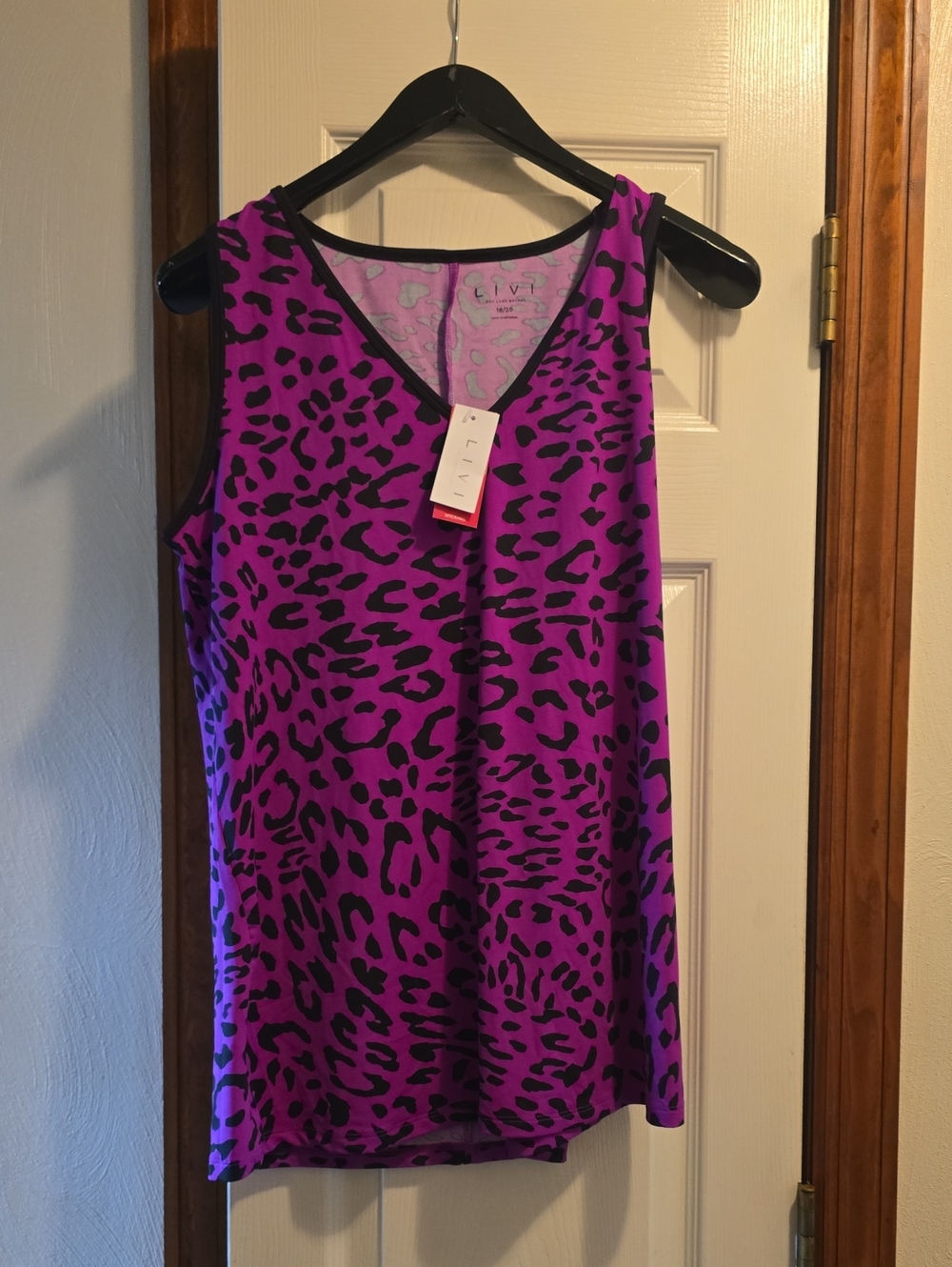 Livi Active Purple and Black Leopard V-Neck Tank